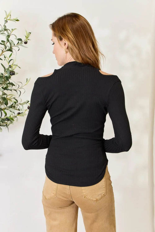 Culture Code Full Size Ribbed Surplice Cold Shoulder Top - Shop Style & More | Fresh Looks, Everyday Deals & Free Shipping