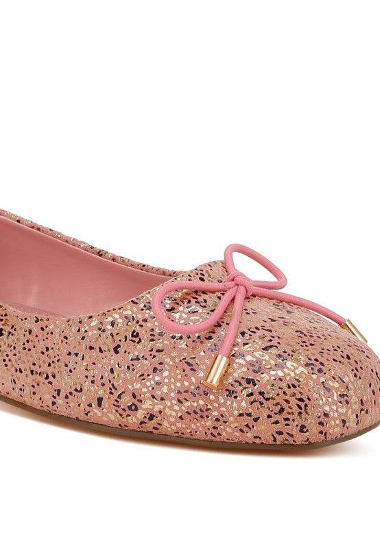 Apollon Bow Detail Foil Print Suede Ballerinas - Shop Style & More | Fresh Looks, Everyday Deals & Free Shipping