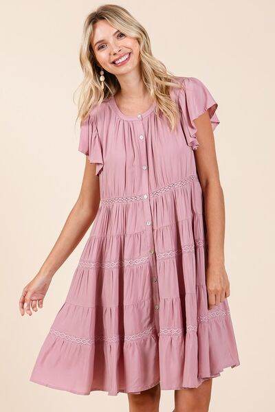 Mittoshop Lace Detail Ruffled Button Down Tiered Dress - Shop Style & More | Fresh Looks, Everyday Deals & Free Shipping
