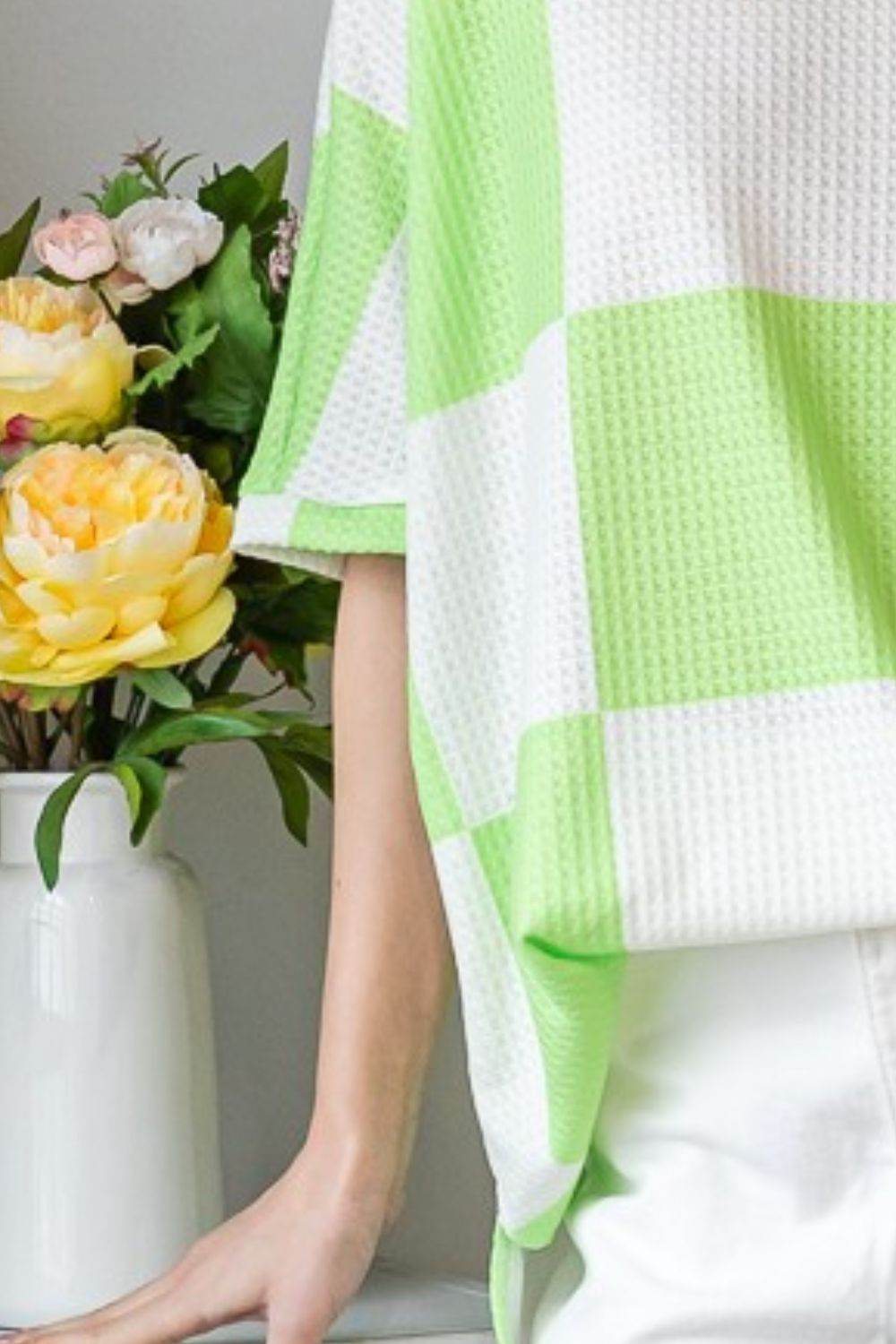 HOPELY Checkered Waffle Oversized T-Shirt - Shop Style & More | Fresh Looks, Everyday Deals & Free Shipping