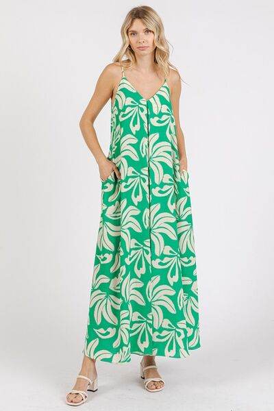 Mittoshop Printed V-Neck Maxi Cami Dress with Pockets - Shop Style & More | Fresh Looks, Everyday Deals & Free Shipping