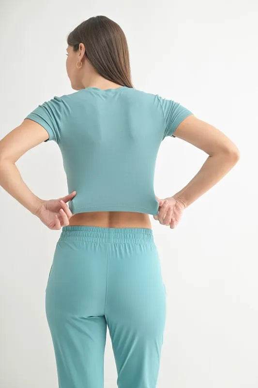 MONO B Essential Micro-ribbed Cropped Athleisure Tee - Shop Style & More | Fresh Looks, Everyday Deals & Free Shipping