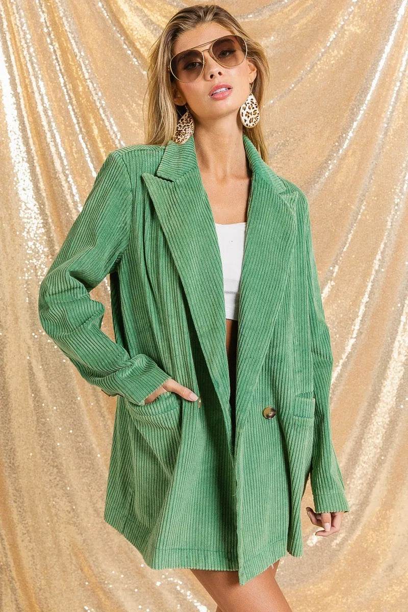 BiBi Vintage Washed Peak Lapel Double Breasted Blazer - Shop Style & More | Fresh Looks, Everyday Deals & Free Shipping
