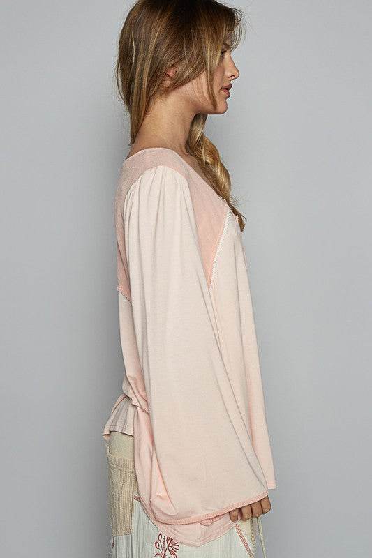 POL Contrast Button Front Long Sleeve Knit Top - Shop Style & More | Fresh Looks, Everyday Deals & Free Shipping