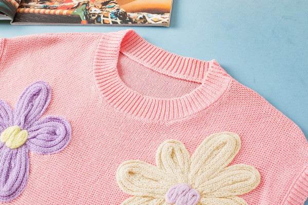 Hannah Crochet Flower Knit Short Sleeve Sweater To - Shop Style & More | Fresh Looks, Everyday Deals & Free Shipping