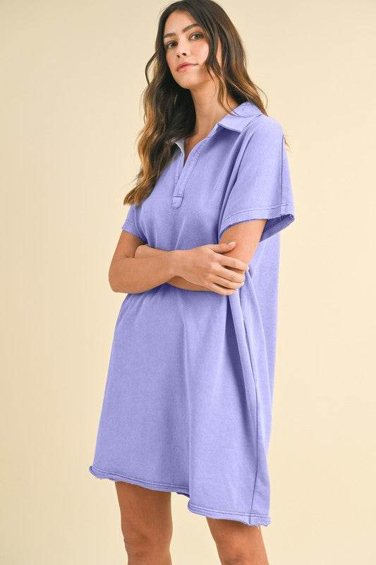 Annie Wear Mineral Washed Johnny Collar Short Sleeve Dress - Shop Style & More | Fresh Looks, Everyday Deals & Free Shipping