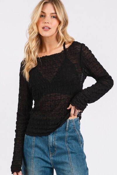 Mittoshop Lettuce Hem Boat Neck Long Sleeve Blouse - Shop Style & More | Fresh Looks, Everyday Deals & Free Shipping