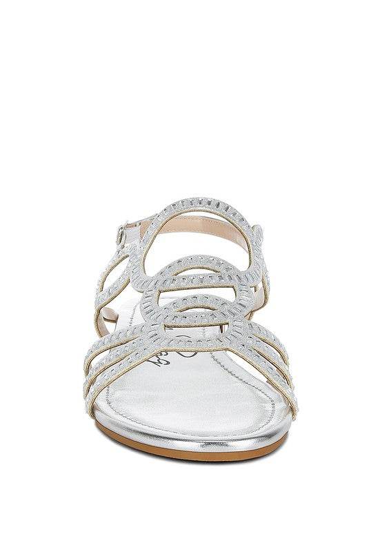 Jisters Cut Out Detail Rhinestone Flat Sandals - Shop Style & More | Fresh Looks, Everyday Deals & Free Shipping