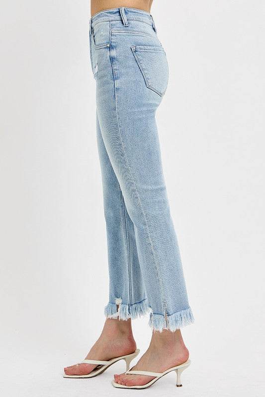 RISEN Full Size Raw Hem Distressed Cropped Flare Jeans Plus Size - Shop Style & More | Fresh Looks, Everyday Deals & Free Shipping