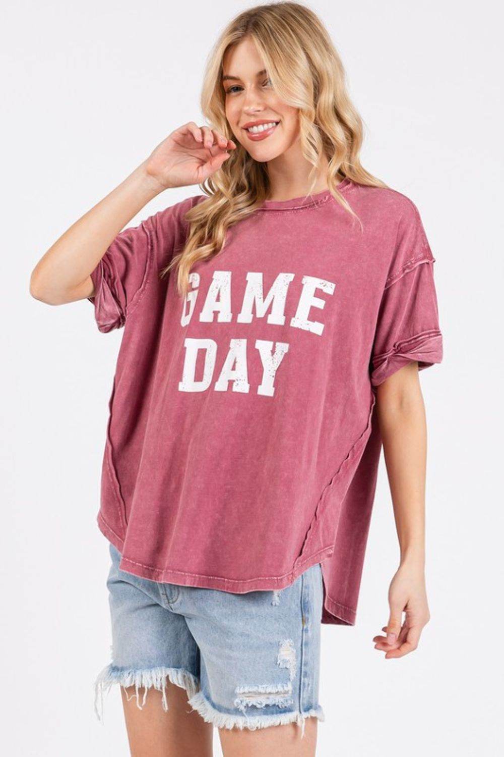 Mittoshop GAME DAY Round Neck Short Sleeve T-Shirt - Shop Style & More | Fresh Looks, Everyday Deals & Free Shipping