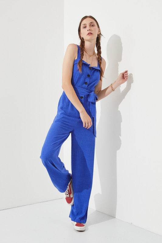 SLEEVELESS ADJUSTABLE STRAP BUTTON DOWN JUMPSUIT - Shop Style & More | Fresh Looks, Everyday Deals & Free Shipping