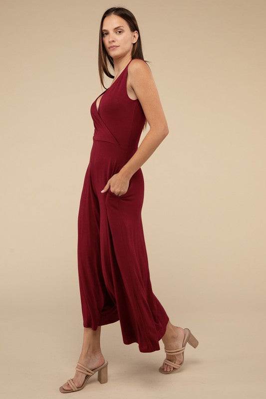 Surplice Neckline Sleeveless Jumpsuit - Shop Style & More | Fresh Looks, Everyday Deals & Free Shipping
