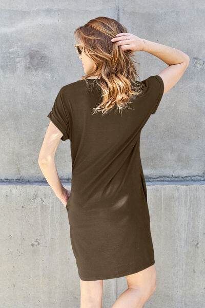 Basic Bae Full Size Round Neck Short Sleeve Dress with Pockets - Shop Style & More | Fresh Looks, Everyday Deals & Free Shipping