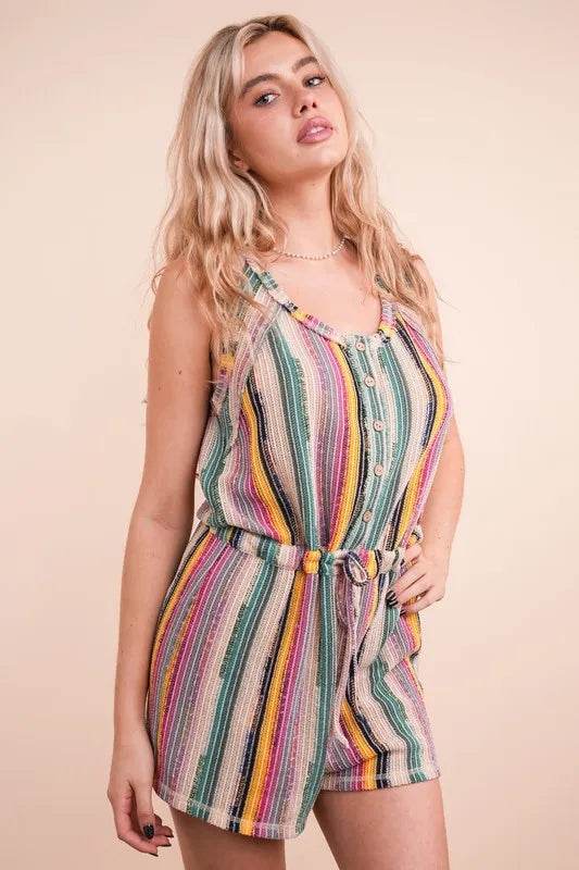 VERY J Crochet Multi Color Striped Casual Summer Romper - Shop Style & More | Fresh Looks, Everyday Deals & Free Shipping