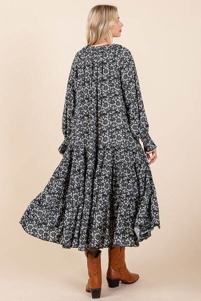 Mittoshop Printed Tie Neck Flounce Sleeve Midi Dress - Shop Style & More | Fresh Looks, Everyday Deals & Free Shipping