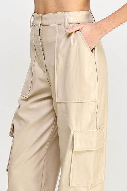 RELAXED VEGAN LEATHER CARGO PANTS - Shop Style & More | Fresh Looks, Everyday Deals & Free Shipping