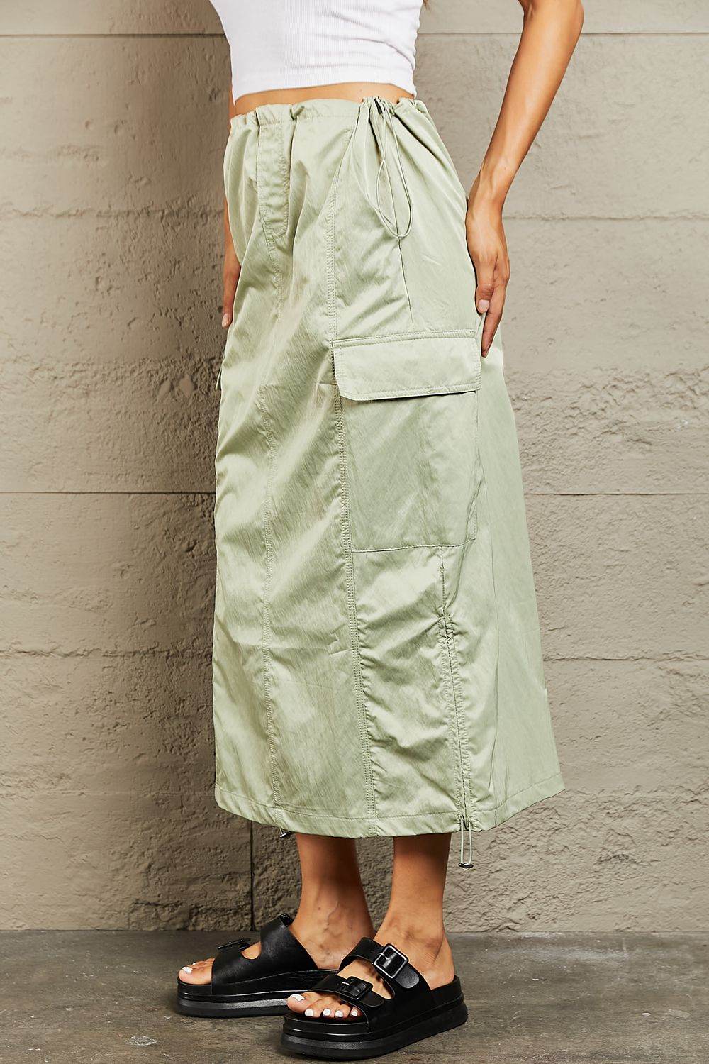 HYFVE Just In Time High Waisted Cargo Midi Skirt - Shop Style & More | Fresh Looks, Everyday Deals & Free Shipping