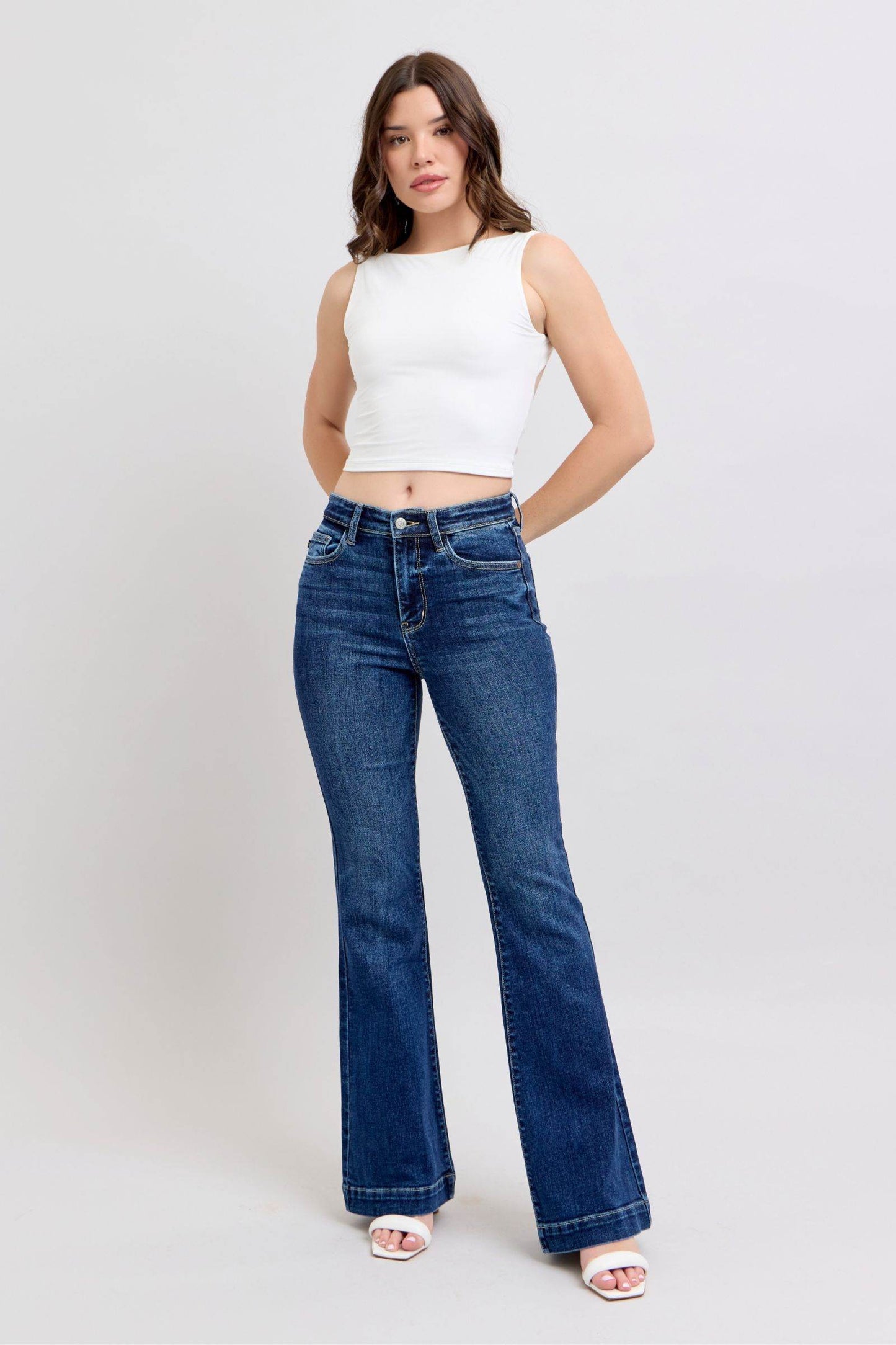 Judy Blue Full Size High Rise Flare Jeans with Pockets Plus Size - Shop Style & More | Fresh Looks, Everyday Deals & Free Shipping