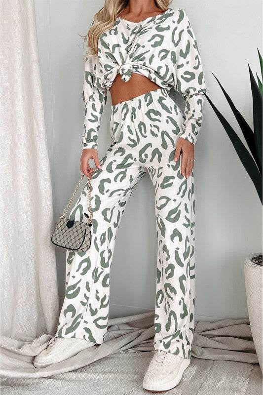 Leopard Animal Print Long Sleeve Loungewear Set - Shop Style & More | Fresh Looks, Everyday Deals & Free Shipping