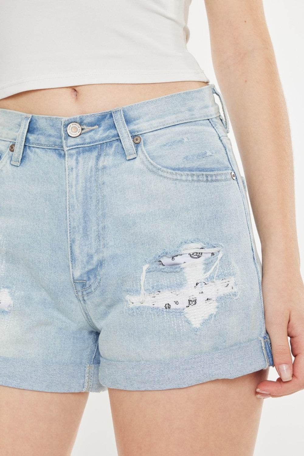 Kancan High Rise Repaired Mom Denim Shorts - Shop Style & More | Fresh Looks, Everyday Deals & Free Shipping