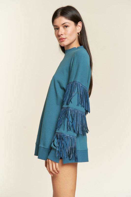 Silver studded fringe sleeve top PLUS JJT5009P - Shop Style & More | Fresh Looks, Everyday Deals & Free Shipping