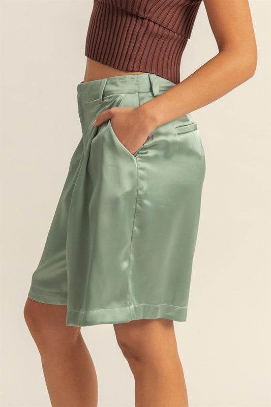 HYFVE High-Waist Pleated Satin Shorts - Shop Style & More | Fresh Looks, Everyday Deals & Free Shipping