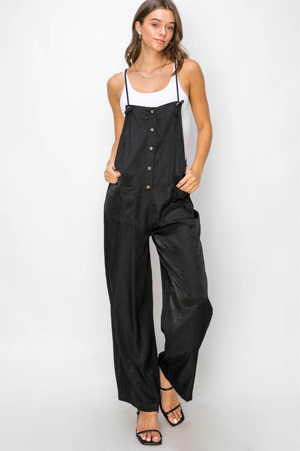 HYFVE Half Button Sleeveless Straight Jumpsuit - Shop Style & More | Fresh Looks, Everyday Deals & Free Shipping