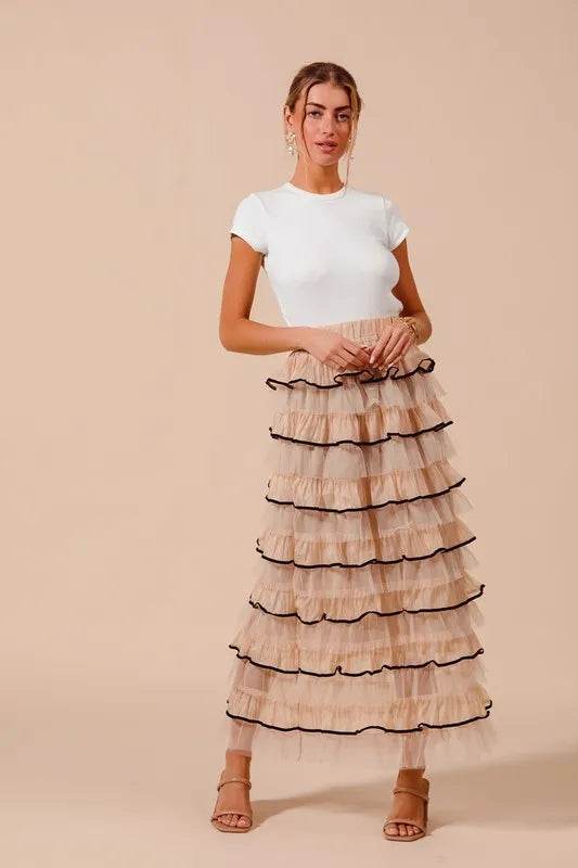 SO ME Layered Ruffled Tulle Maxi Skirt - Shop Style & More | Fresh Looks, Everyday Deals & Free Shipping