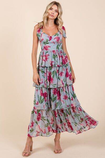 Mittoshop Layered Floral Sweetheart Neck Maxi Dress - Shop Style & More | Fresh Looks, Everyday Deals & Free Shipping