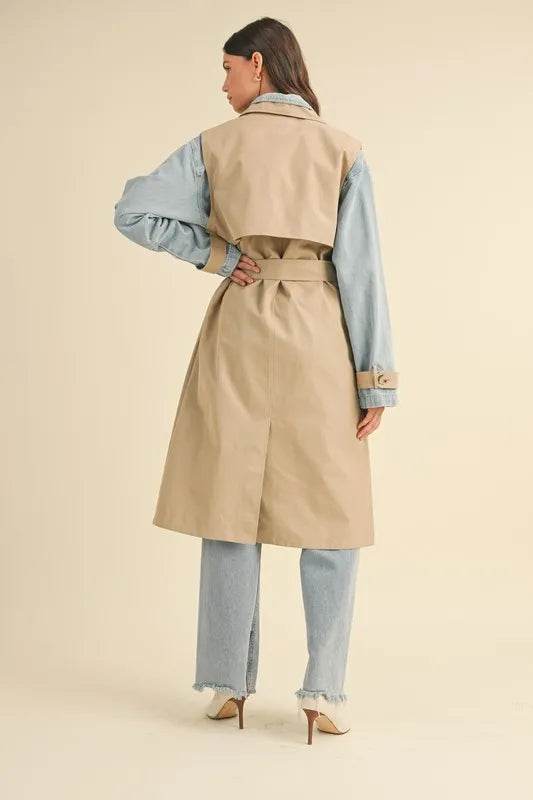 MABLE Layered Look Trench Coat With Denim Jacket - Shop Style & More | Fresh Looks, Everyday Deals & Free Shipping