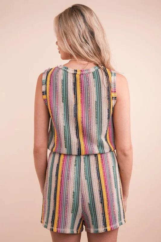 VERY J Crochet Multi Color Striped Casual Summer Romper - Shop Style & More | Fresh Looks, Everyday Deals & Free Shipping
