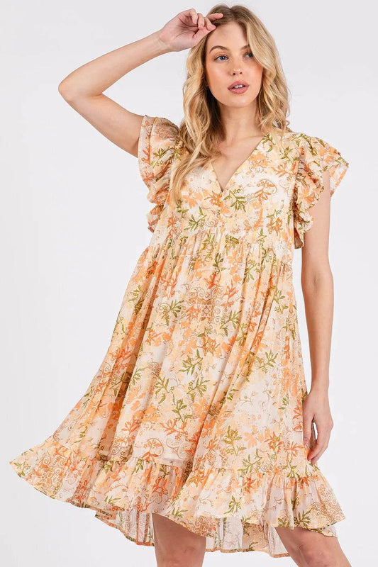 Mittoshop Floral Chiffon Ruffle Short Sleeve Mini Dress - Shop Style & More | Fresh Looks, Everyday Deals & Free Shipping
