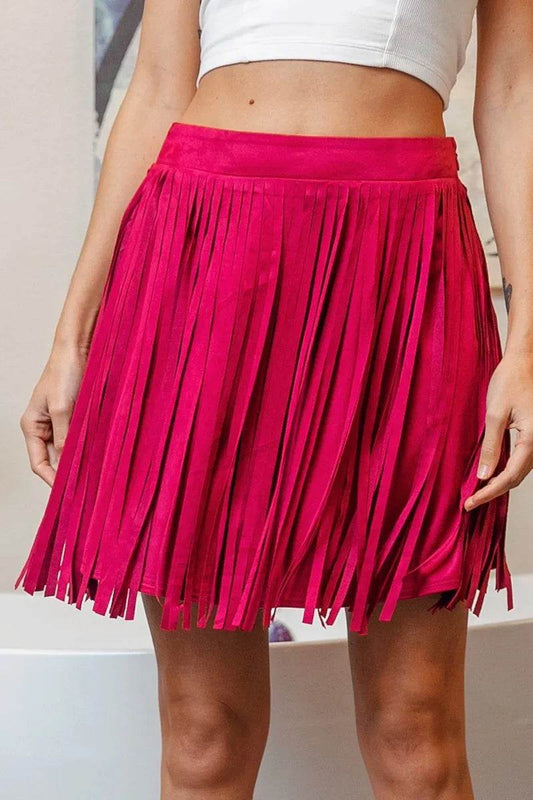 BiBi Fringe Detailed Suede Skirt - Shop Style & More | Fresh Looks, Everyday Deals & Free Shipping
