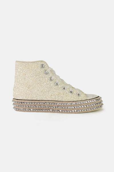 Beast Fashion Glitter Lace-Up Studded Platform Sneakers - Shop Style & More | Fresh Looks, Everyday Deals & Free Shipping