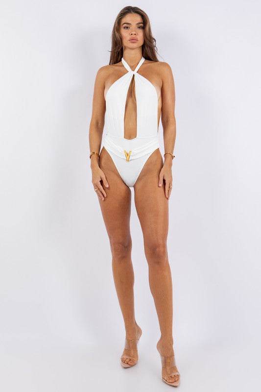 ONE PIECE BATHING SUIT DEEP OPEN WITH BELT ON WAIS - Shop Style & More | Fresh Looks, Everyday Deals & Free Shipping