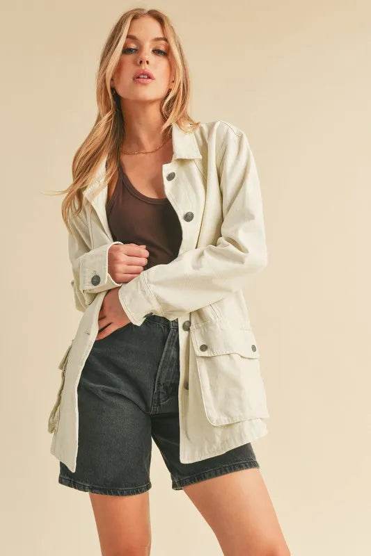 Aemi + Co Seam Detail Button Up Jacket with Pockets - Shop Style & More | Fresh Looks, Everyday Deals & Free Shipping