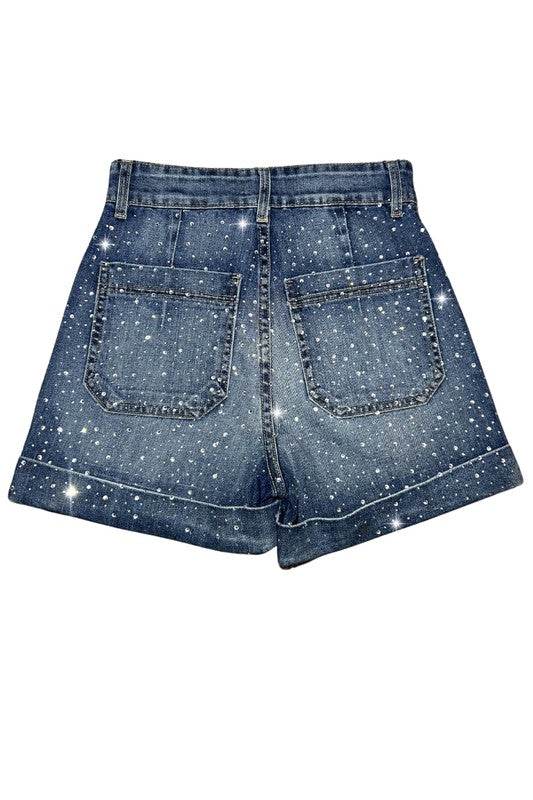 Willow Rhinestone Denim Short Medium Wash - Shop Style & More | Fresh Looks, Everyday Deals & Free Shipping