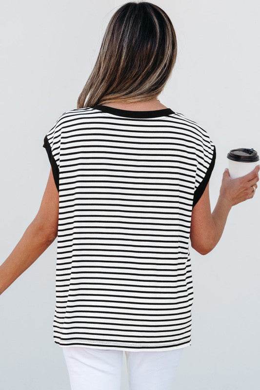 Marie Stripe Chest Pocket Tank Top - Shop Style & More | Fresh Looks, Everyday Deals & Free Shipping