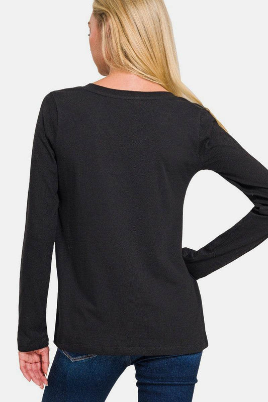Zenana Full Size V-Neck Long Sleeve T-Shirt - Shop Style & More | Fresh Looks, Everyday Deals & Free Shipping