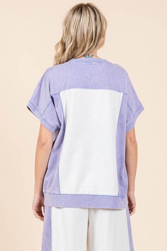 Mittoshop Oversized Color Block Short Sleeve T-Shirt - Shop Style & More | Fresh Looks, Everyday Deals & Free Shipping