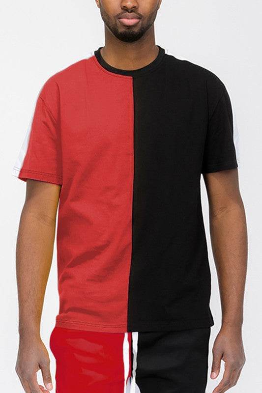 TWO TONE COLOR BLOCK SHORT SLEEVE TSHIRT - Shop Style & More | Fresh Looks, Everyday Deals & Free Shipping