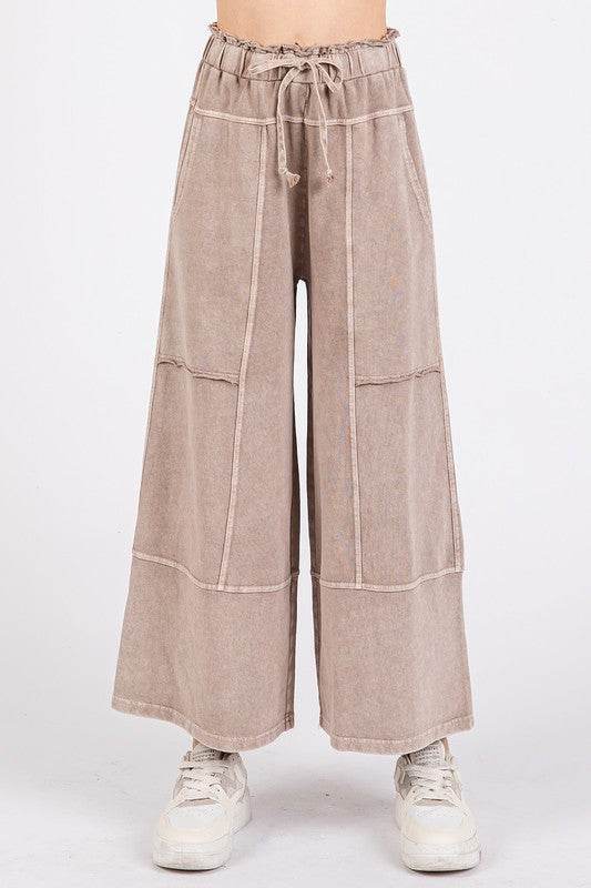 Mittoshop Mineral Wash Seam French Terry Wide Leg Pants - Shop Style & More | Fresh Looks, Everyday Deals & Free Shipping