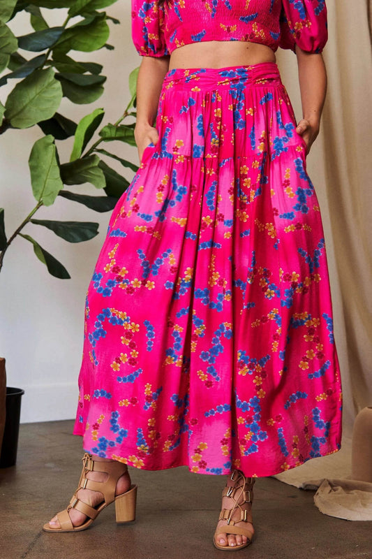 Davi & Dani Printed Smocking Waistband Ruffled Maxi Skirt - Shop Style & More | Fresh Looks, Everyday Deals & Free Shipping