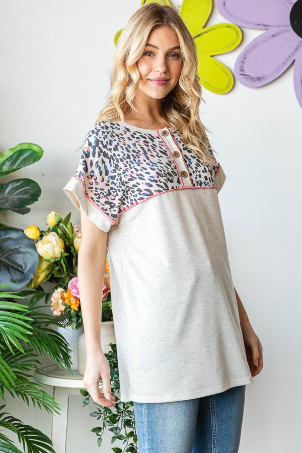 Heimish Full Size Exposed Seam Leopard Short Sleeve T-Shirt - Shop Style & More | Fresh Looks, Everyday Deals & Free Shipping