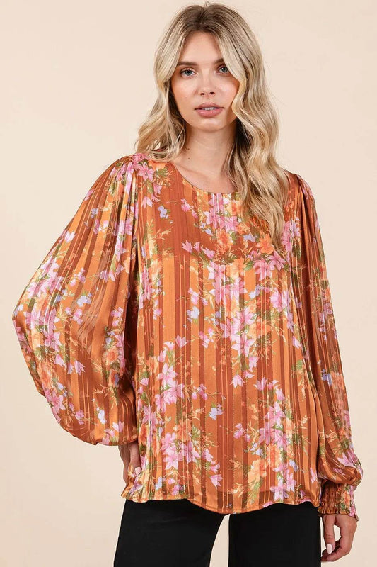 Mittoshop Satin Gold Lurex Striped Long Sleeve Chiffon Top - Shop Style & More | Fresh Looks, Everyday Deals & Free Shipping