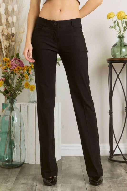 Mittoshop Full Size Solid Color Pants with Pocket Plus Size - Shop Style & More | Fresh Looks, Everyday Deals & Free Shipping