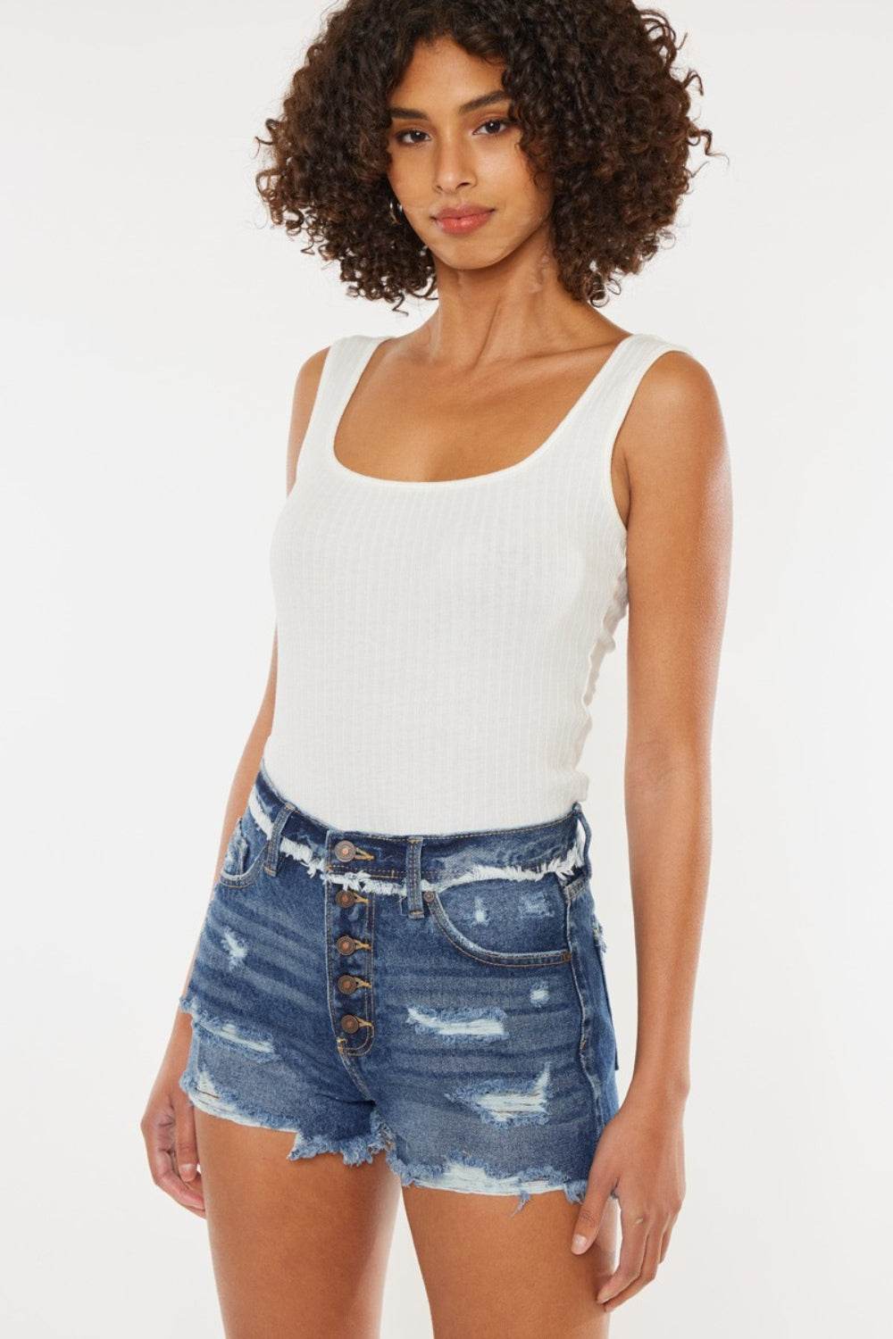 Kancan Distressed Button Fly Denim Shorts - Shop Style & More | Fresh Looks, Everyday Deals & Free Shipping