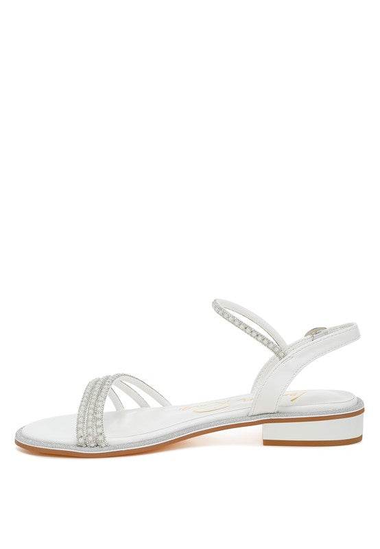 Nobbity Rhinestone Pearl Detail Flat Sandals - Shop Style & More | Fresh Looks, Everyday Deals & Free Shipping