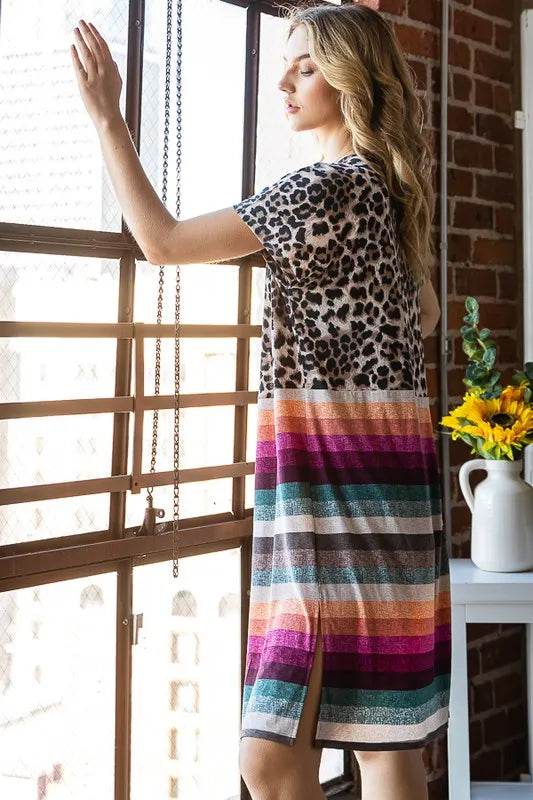 Heimish Full Size Animal Leopard and Stripe Open Cardigan Plus Size - Shop Style & More | Fresh Looks, Everyday Deals & Free Shipping