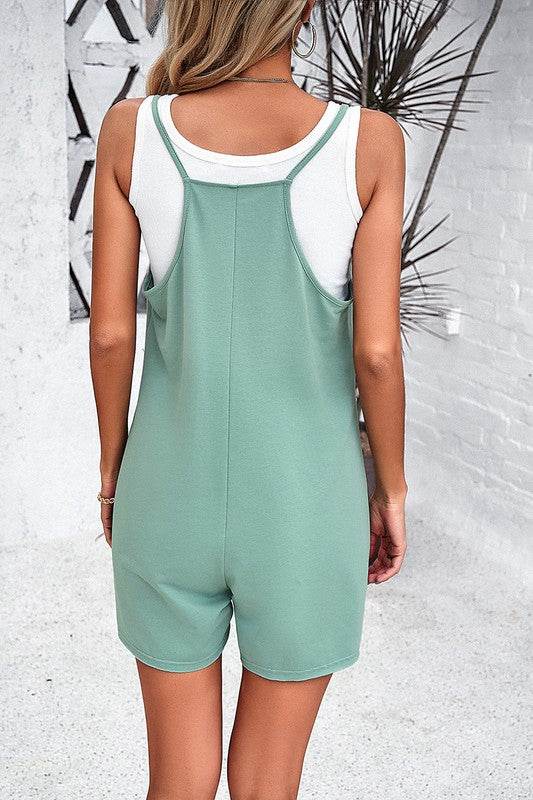 Scoop Neck Spaghetti Straps Loose Fit Solid Romper - Shop Style & More | Fresh Looks, Everyday Deals & Free Shipping